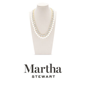 Martha Stewart Pearl and Crystal Necklace In Gold, 18 Inches For Women